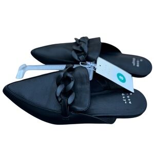 NWT A New Day Amber Slip-On Mule Flats in Black Braided Woven Criss-Cross New